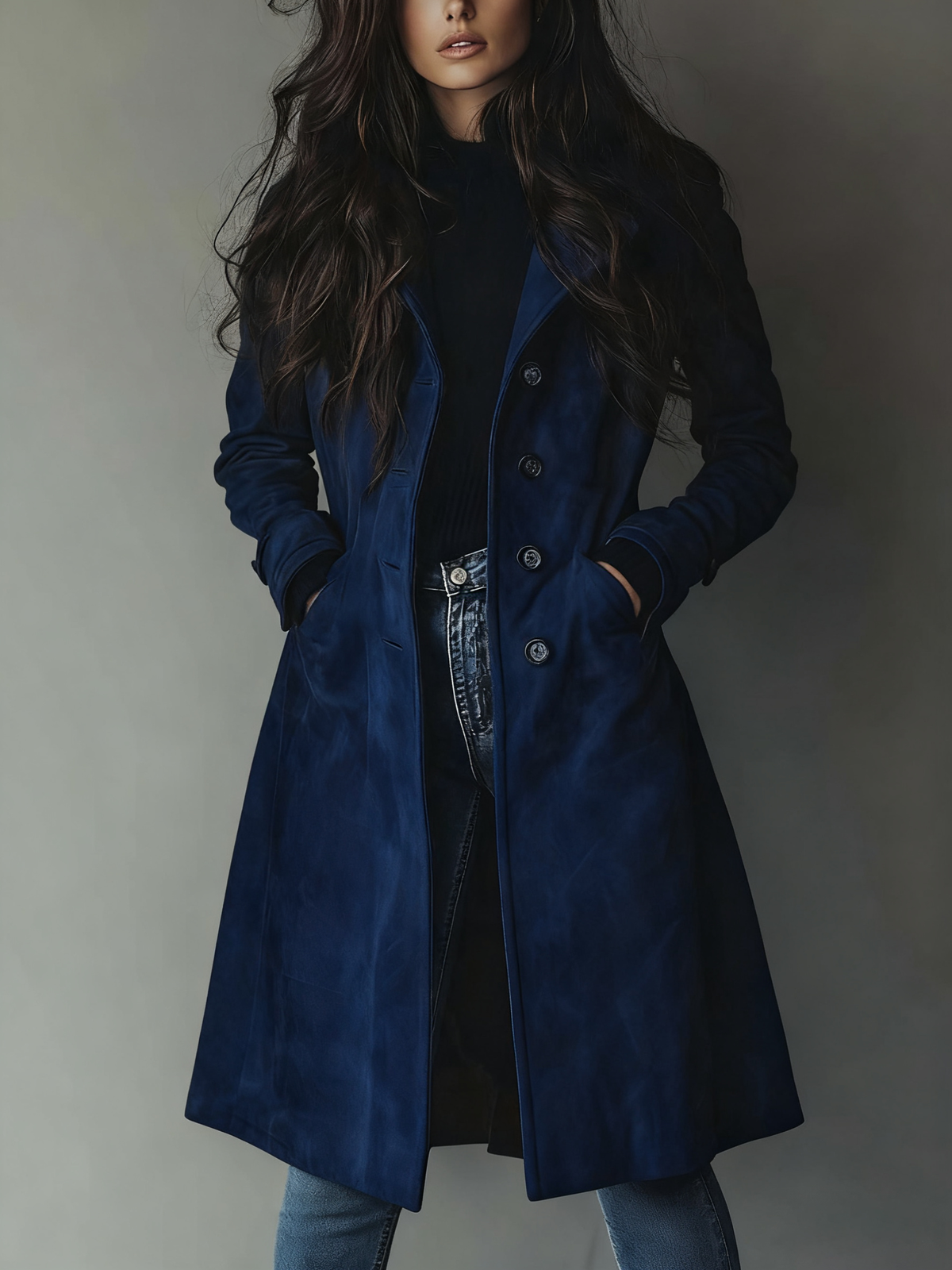 Ainsley Trench Coat - Dark Blue