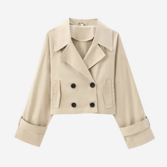 Janet Cropped Double-Breasted Blazer - Cream