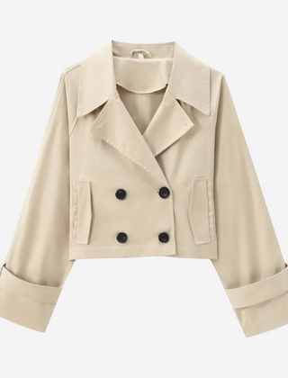 Janet Cropped Double-Breasted Blazer - Cream