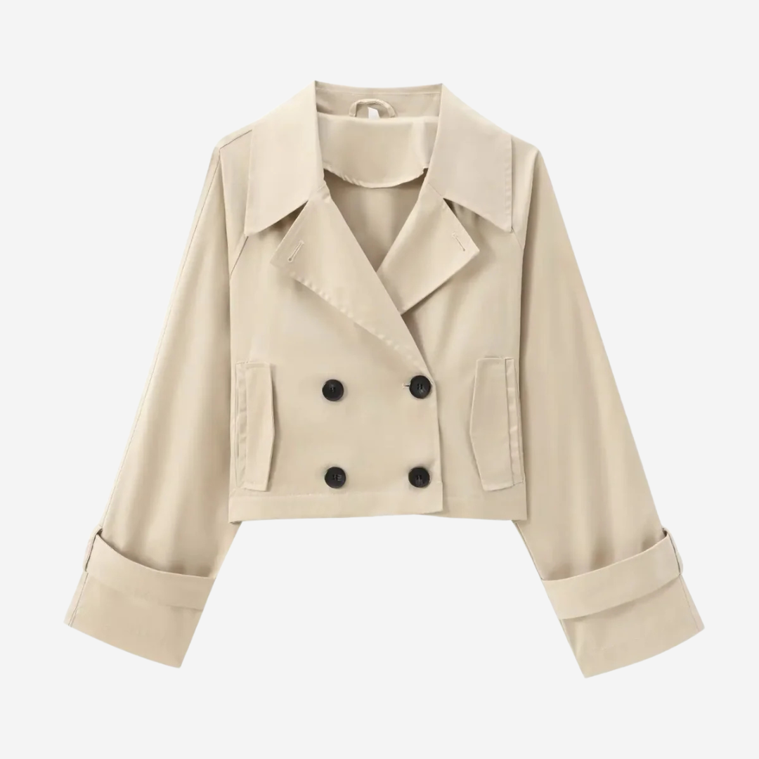 Janet Cropped Double-Breasted Blazer - Cream