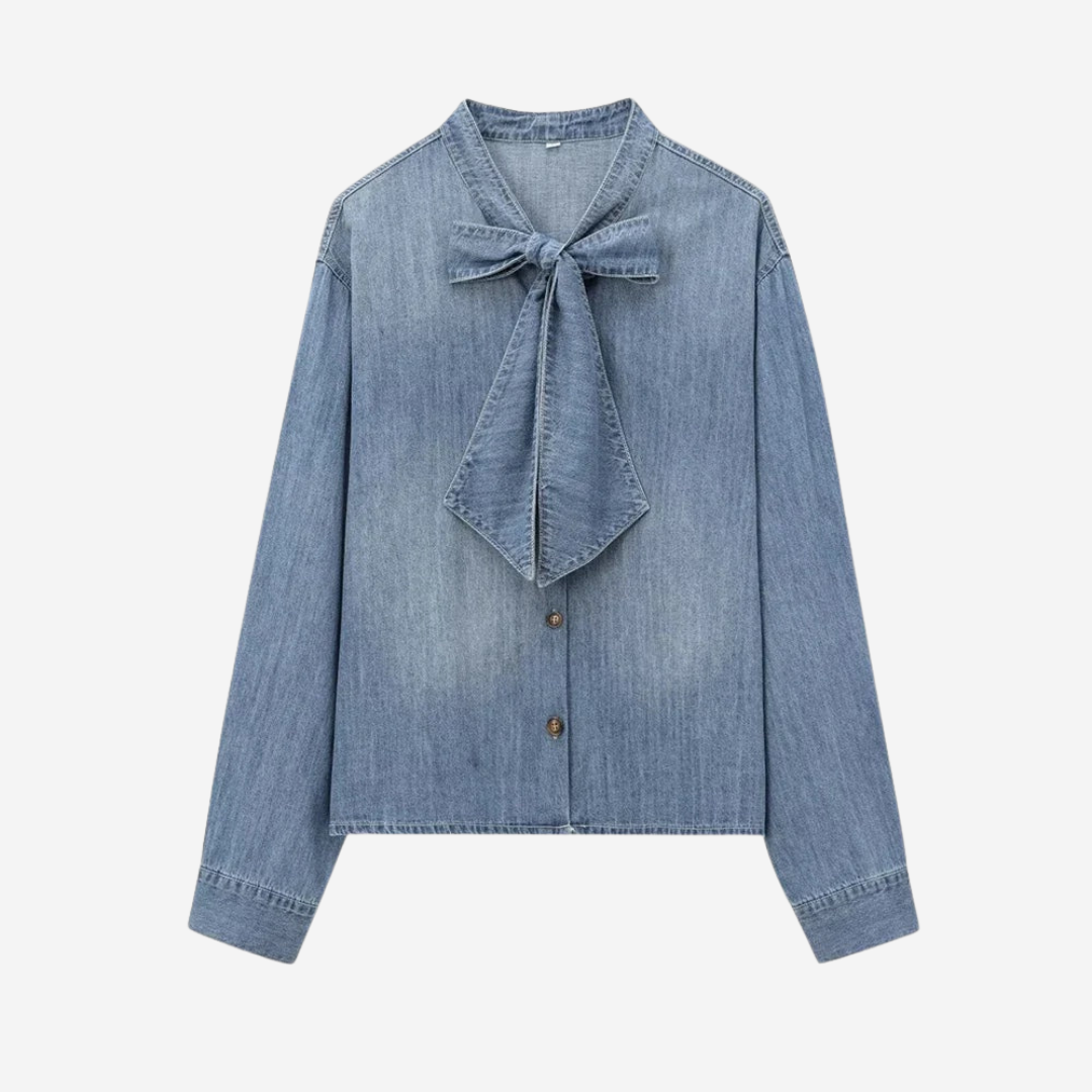 Gloria Bow Blouse - Blue