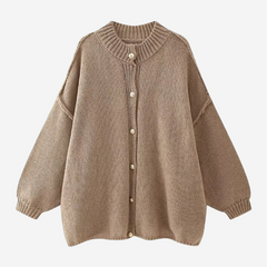 Jill Classic Knitted Wool Cardigan - Brown