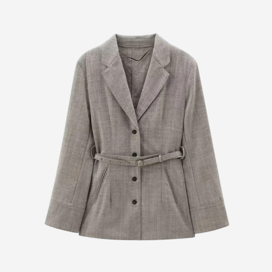Margaret Belted Blazer - Grey