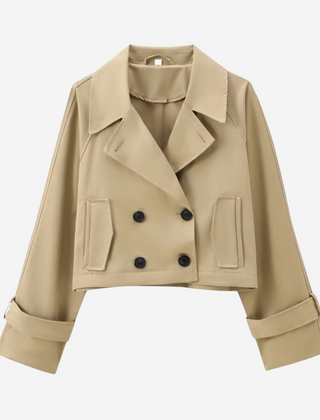 Janet Cropped Double-Breasted Blazer - Beige