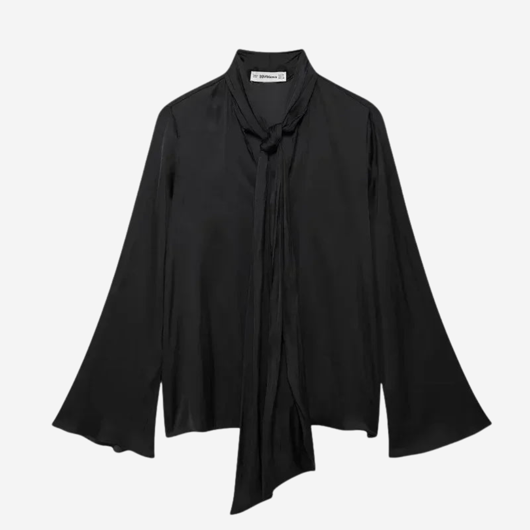 Jean Tie-Neck Blouse - Black