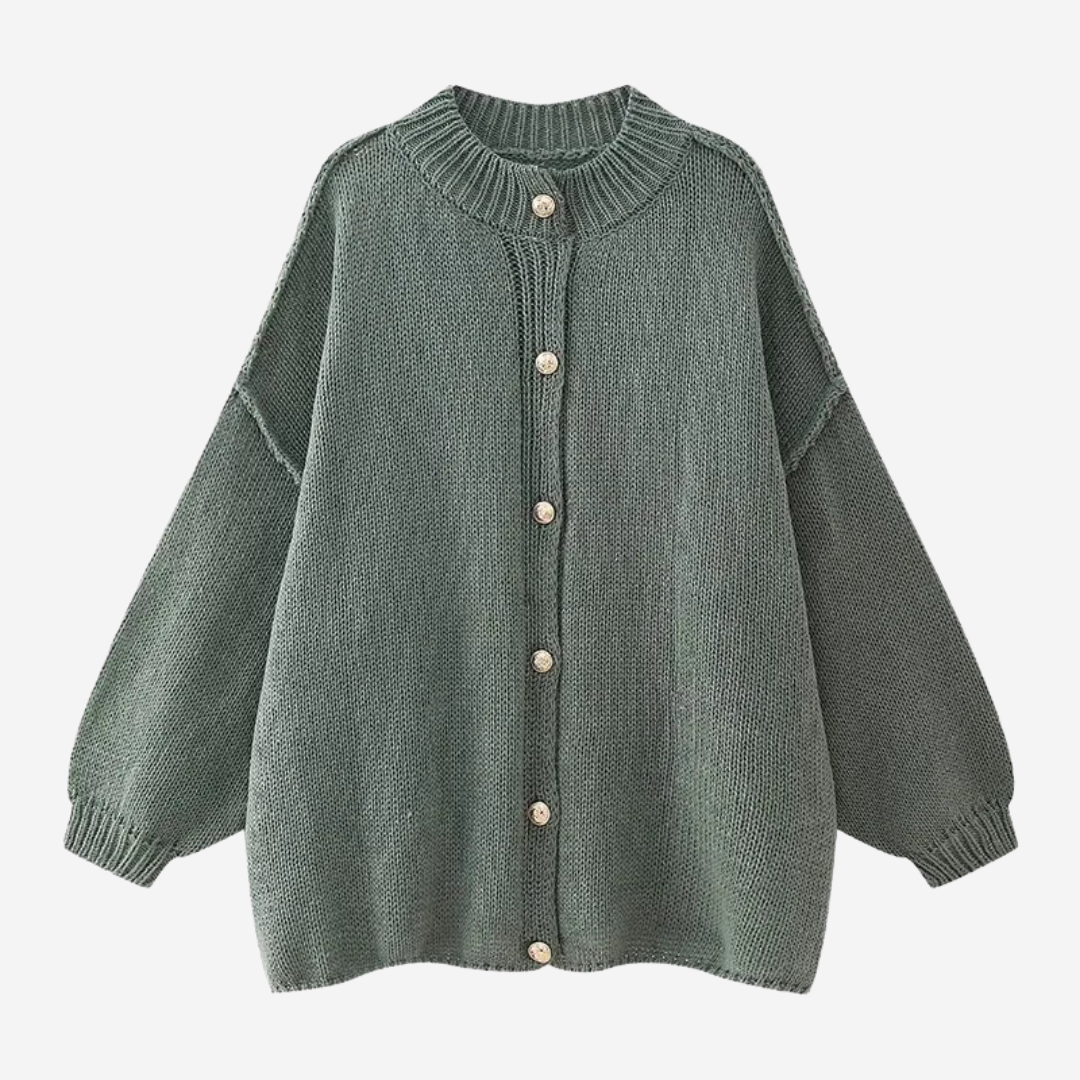 Jill Classic Knitted Wool Cardigan - Green