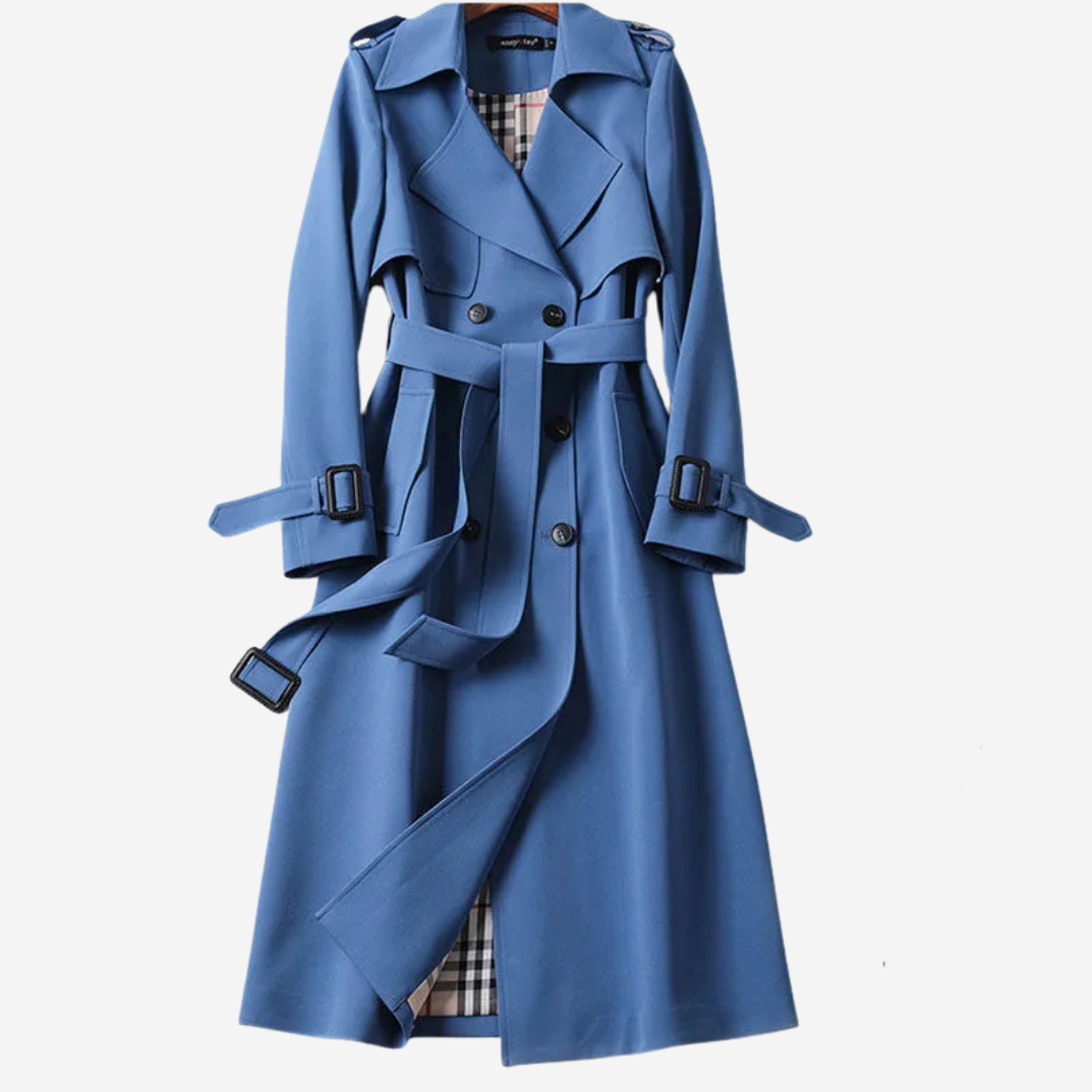 Julie Elegant Trench Jacket - Electric Blue