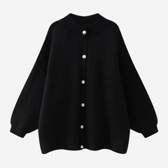 Jill Classic Knitted Wool Cardigan - Black