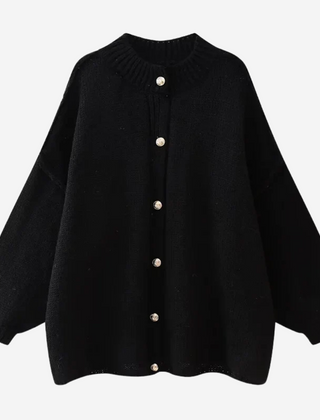 Jill Classic Knitted Wool Cardigan - Black