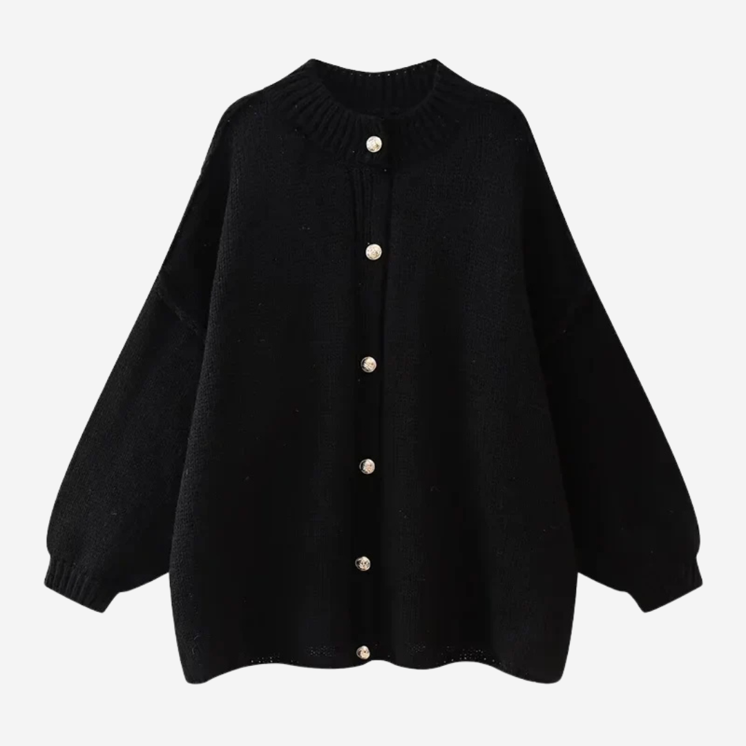 Jill Classic Knitted Wool Cardigan - Black