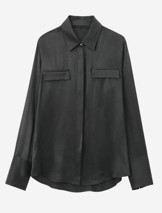 Rose Silk-Look Shirt - Black