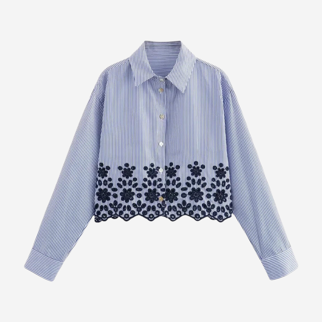 Marie Embroidered Shirt - Blue