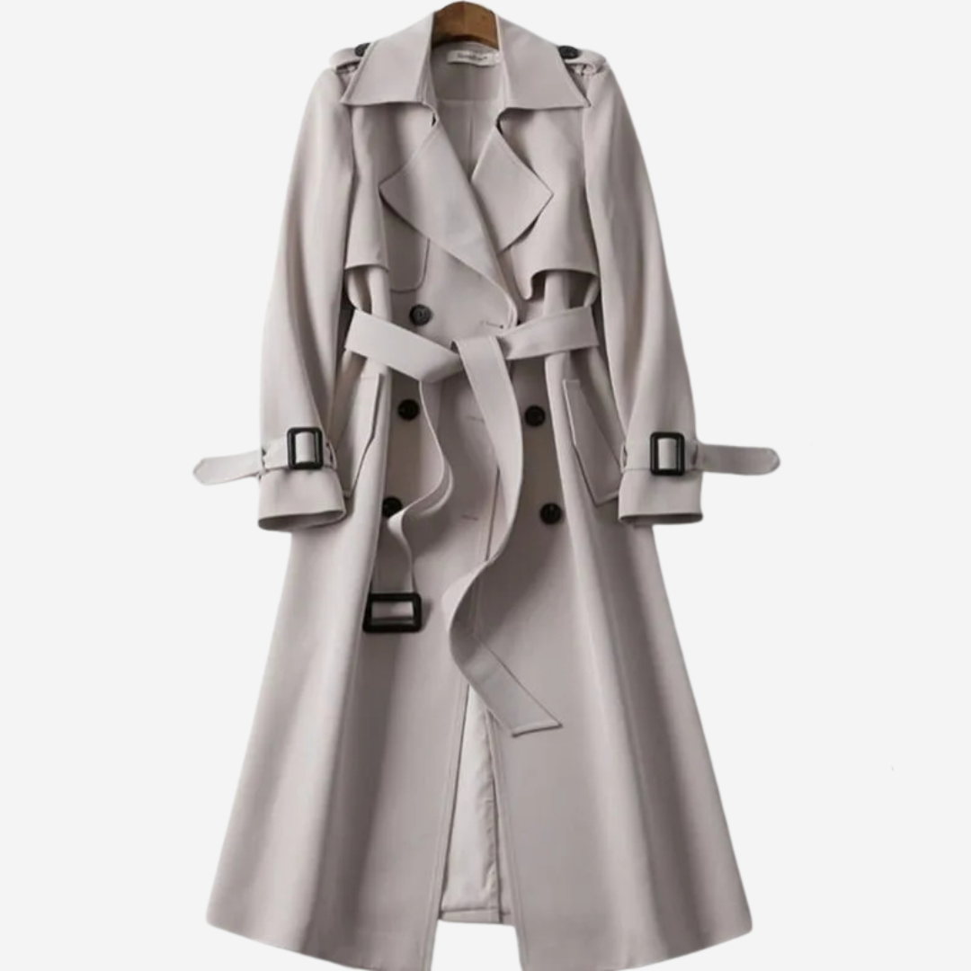 Julie Elegant Trench Jacket - Grey