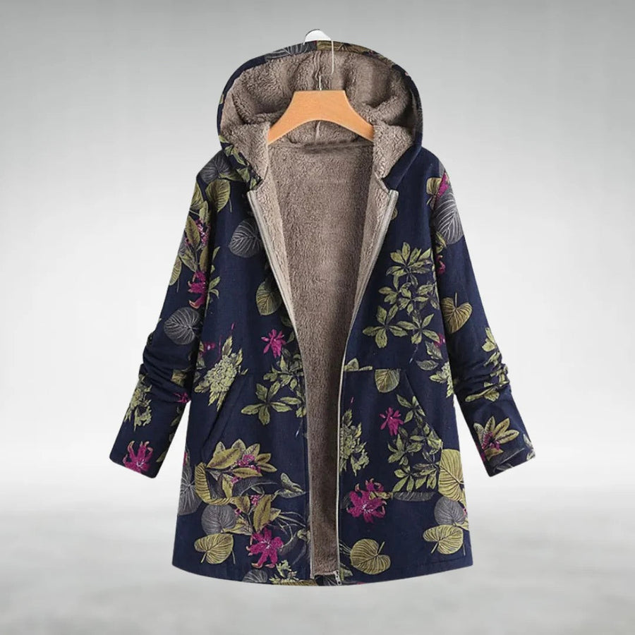 Lennox Floral Fleece Jacket - Dark Blue