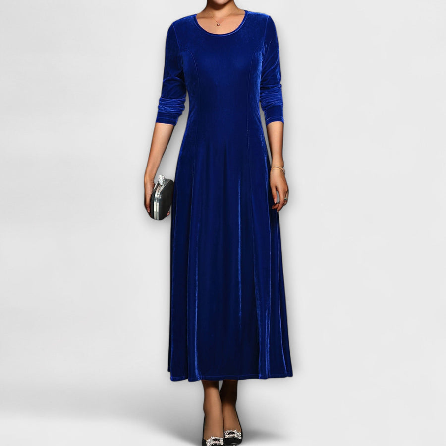 Philippa Soft Velvet Dress - Blue