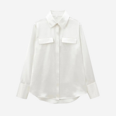 Rose Silk-Look Shirt - White