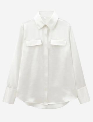 Rose Silk-Look Shirt - White