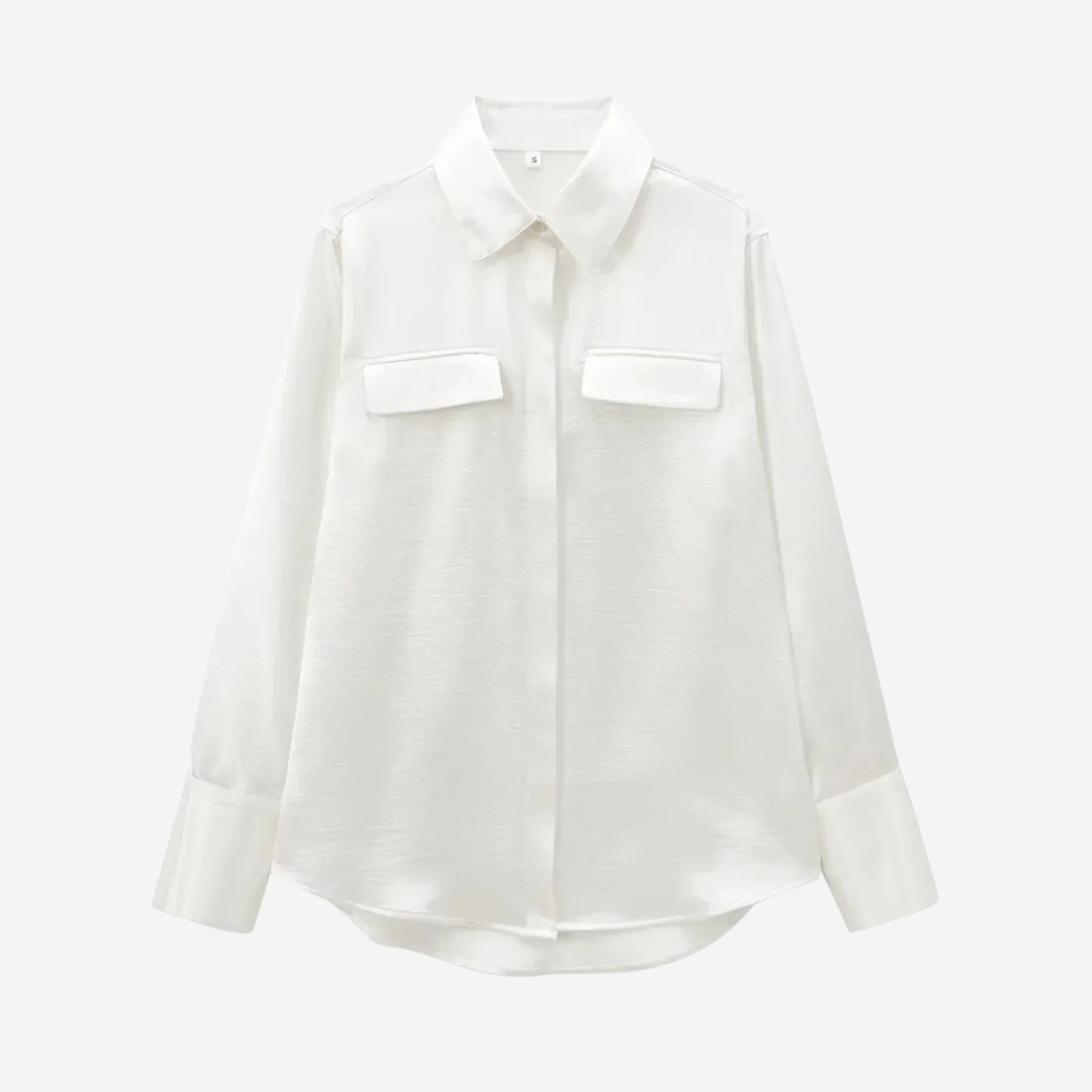 Rose Silk-Look Shirt - White
