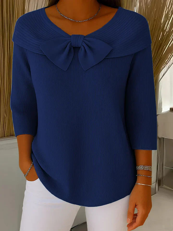 Rebecca | Women's Sweater with Bow and Round Neckline