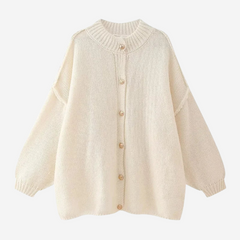 Jill Classic Knitted Wool Cardigan - White