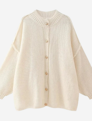 Jill Classic Knitted Wool Cardigan - White