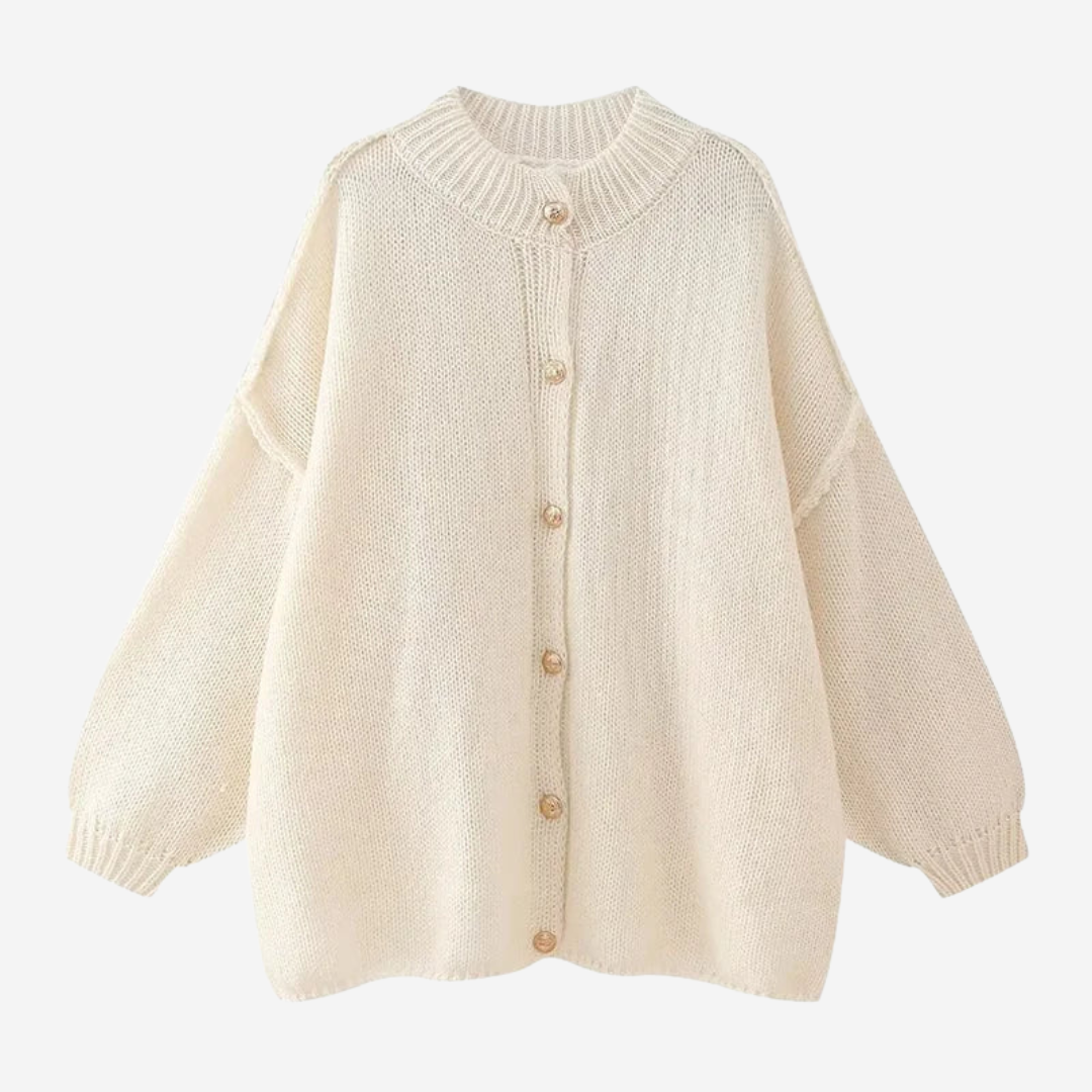 Jill Classic Knitted Wool Cardigan - White