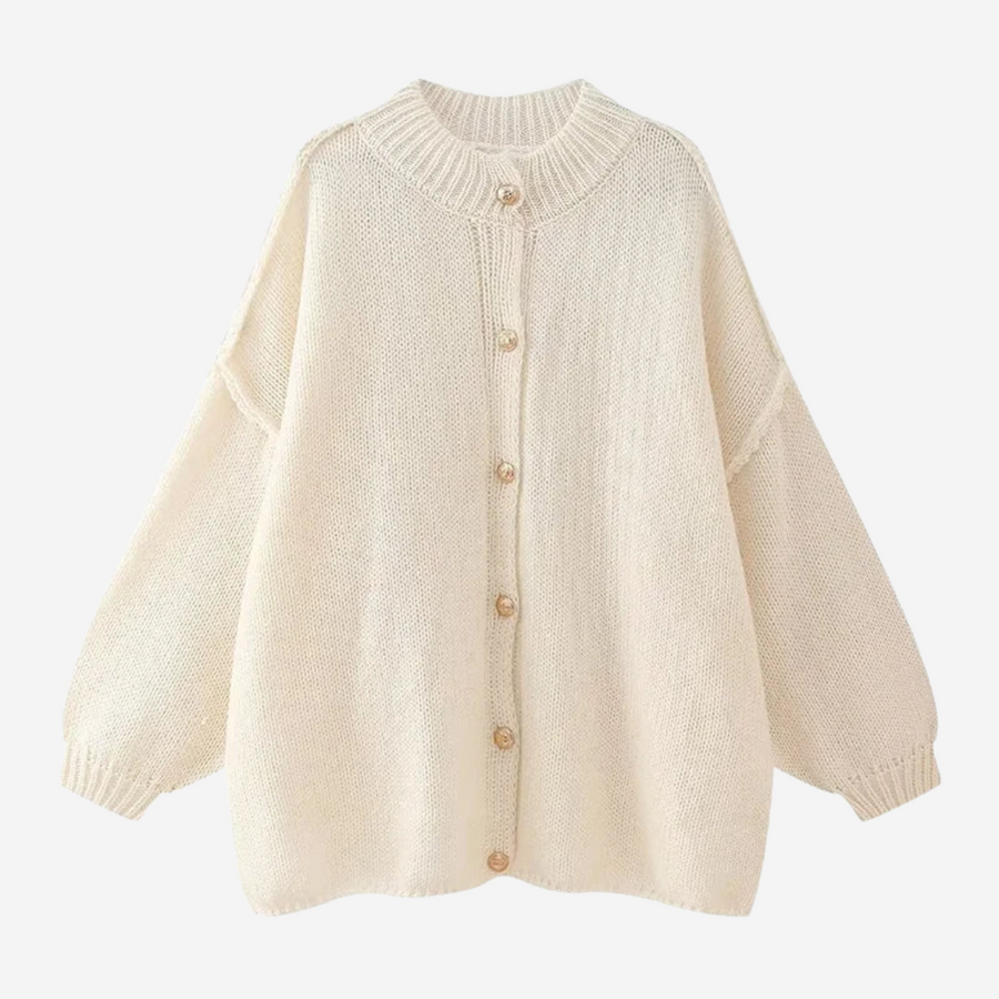 Jill Classic Knitted Wool Cardigan - White