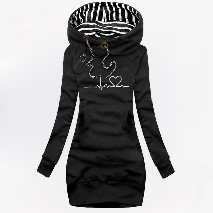 Florence Long Hoodie Dress - Black