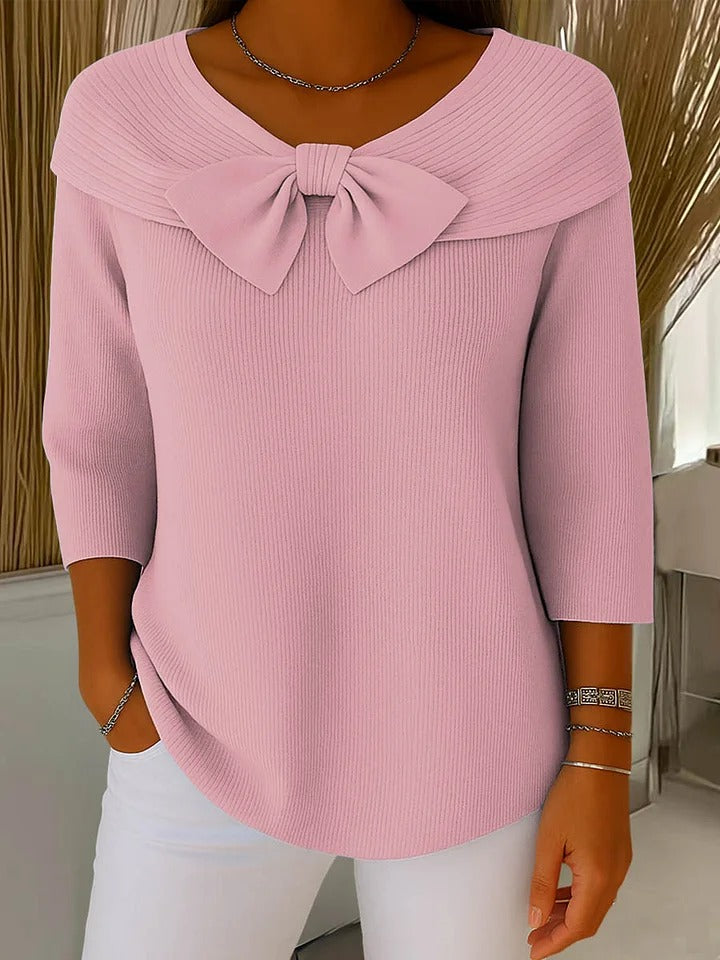 Rebecca | Women's Sweater with Bow and Round Neckline