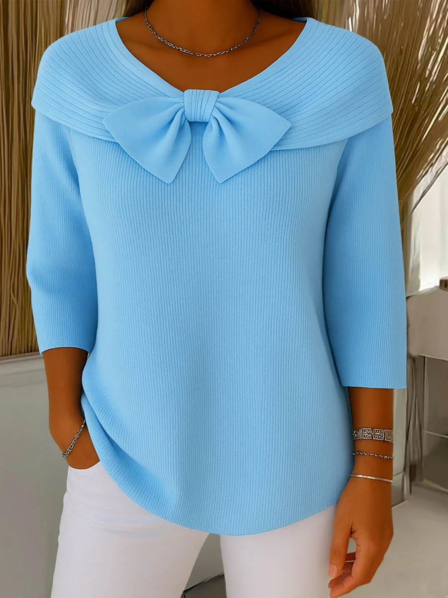 Rebecca | Women's Sweater with Bow and Round Neckline