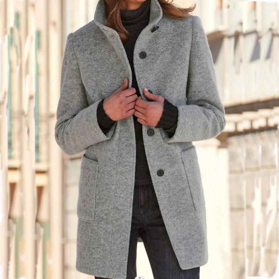 Clara Classic Wool Coat - Light Grey