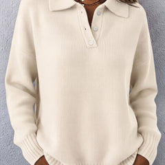 Vivian Polo Hooded Knit Sweater - White