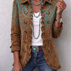 Gwen Ruffled Jacket - Brown