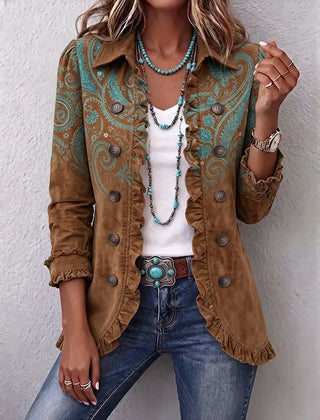 Gwen Ruffled Jacket - Brown
