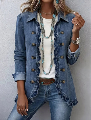 Gwen Ruffled Jacket - Medium Blue