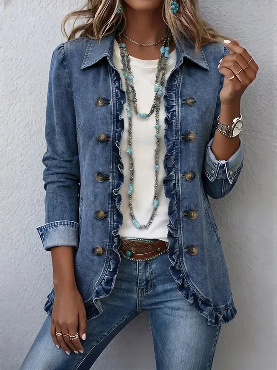 Gwen Ruffled Jacket - Medium Blue