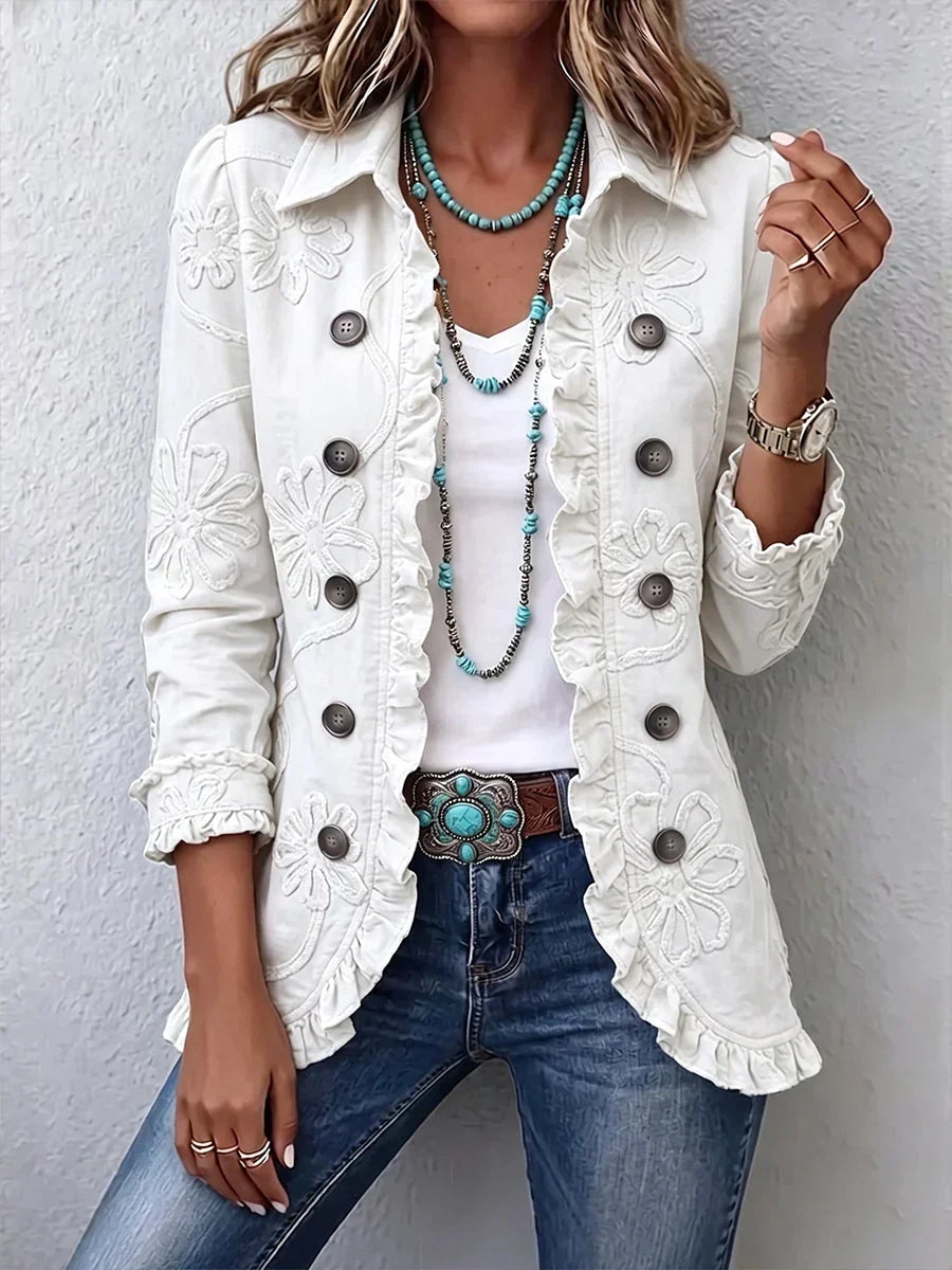 Gwen Ruffled Jacket - White