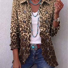 Gwen Ruffled Jacket - Brown Leopard