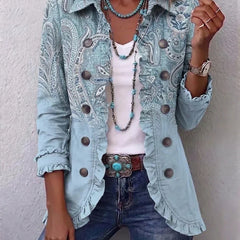 Gwen Ruffled Jacket - Sky Blue