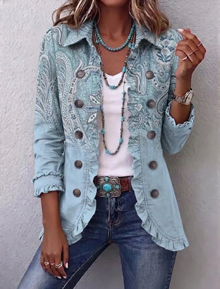 Gwen Ruffled Jacket - Sky Blue