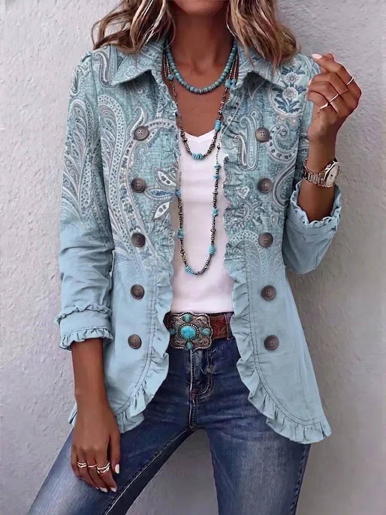 Gwen Ruffled Jacket - Sky Blue