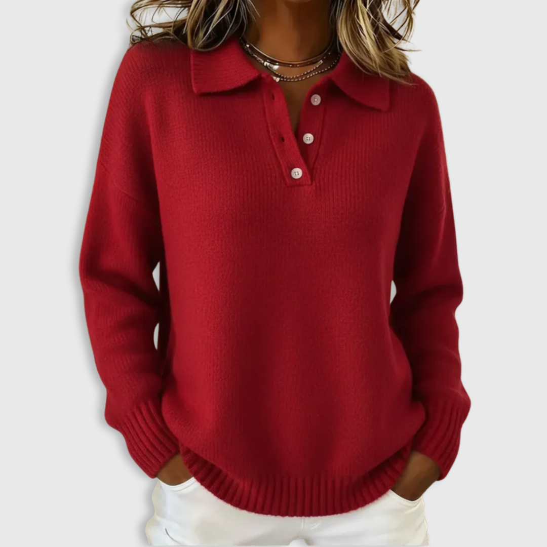 Ashley | Soft Knit Polo Sweater