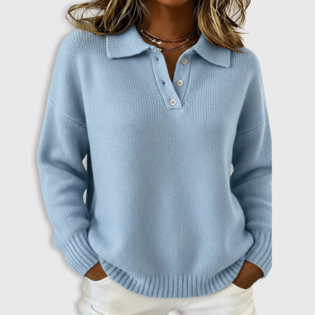 Ashley | Soft Knit Polo Sweater