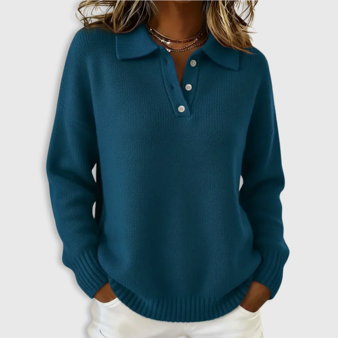 Ashley | Soft Knit Polo Sweater