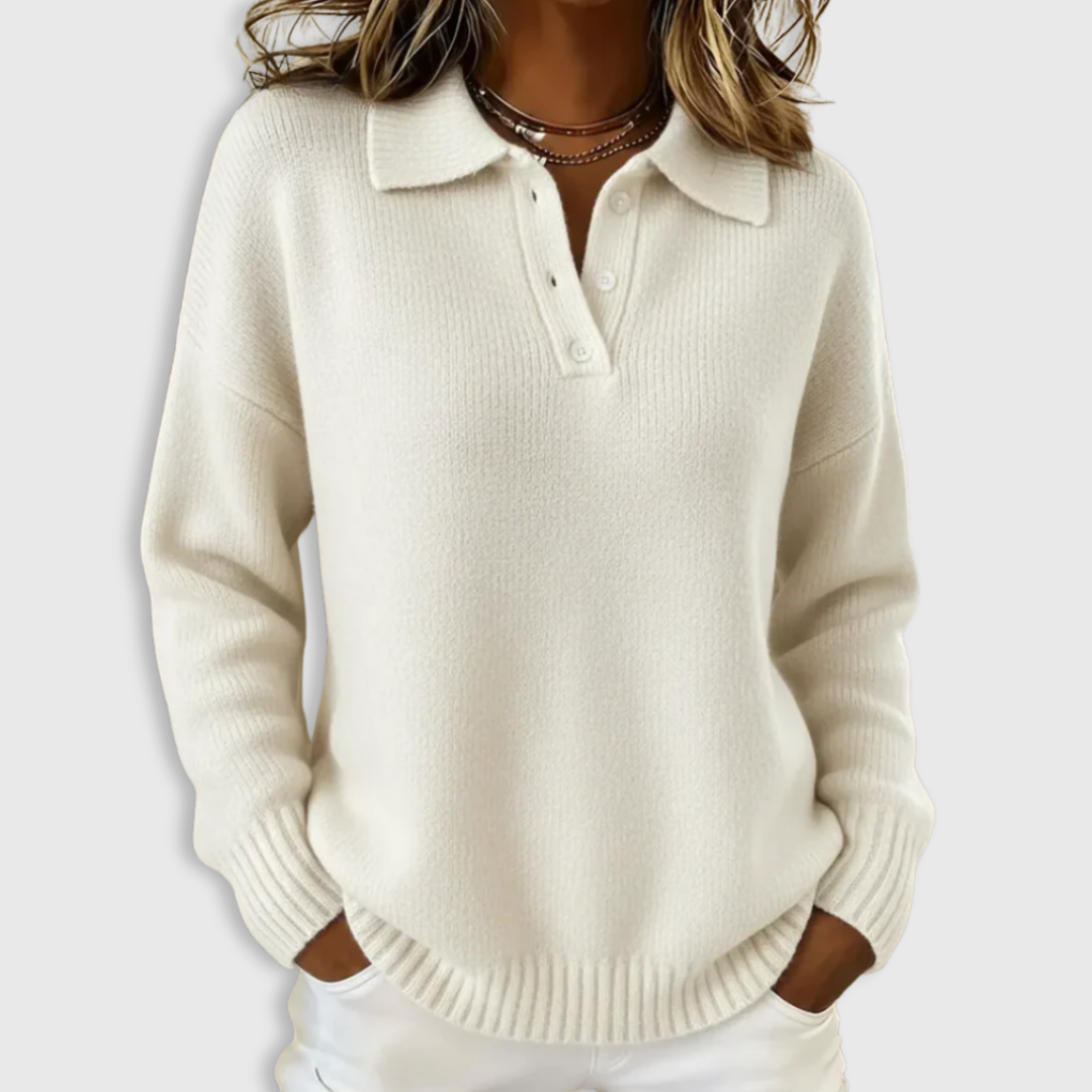 Ashley | Soft Knit Polo Sweater