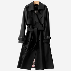 Julie Elegant Trench Jacket - Black