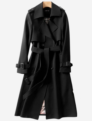 Julie Elegant Trench Jacket - Black