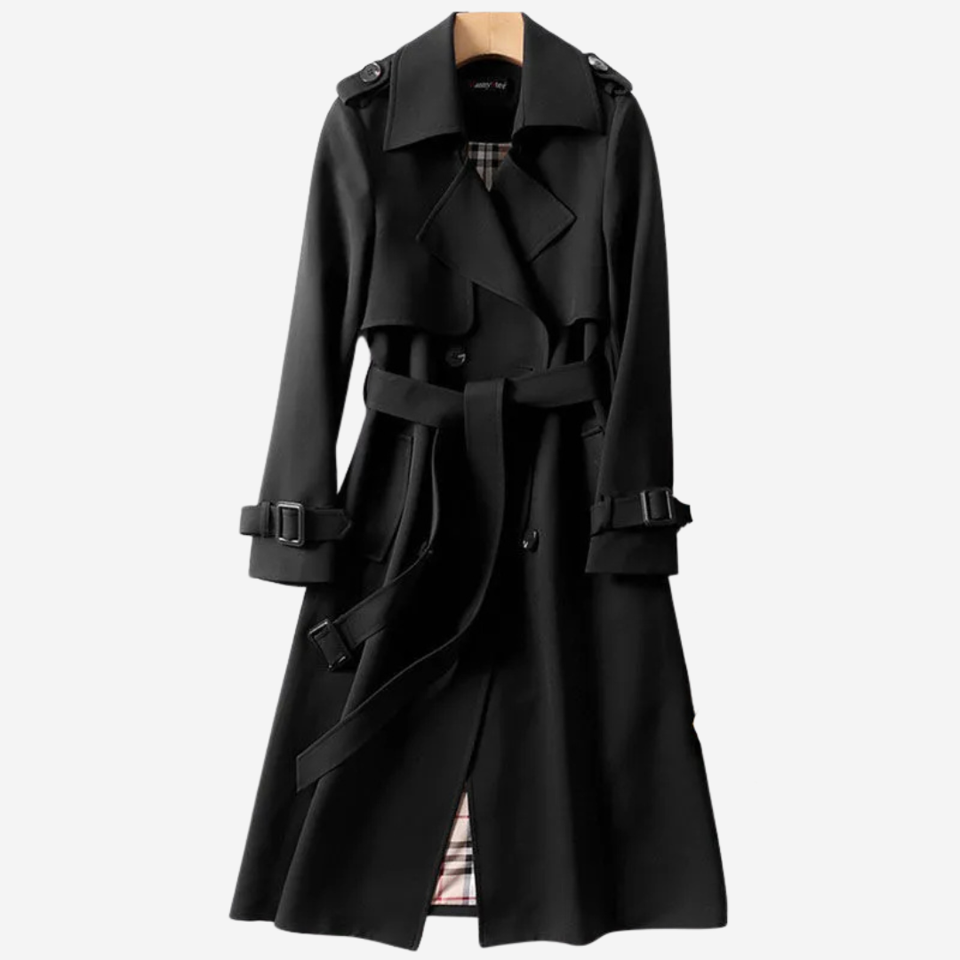 Julie Elegant Trench Jacket - Black