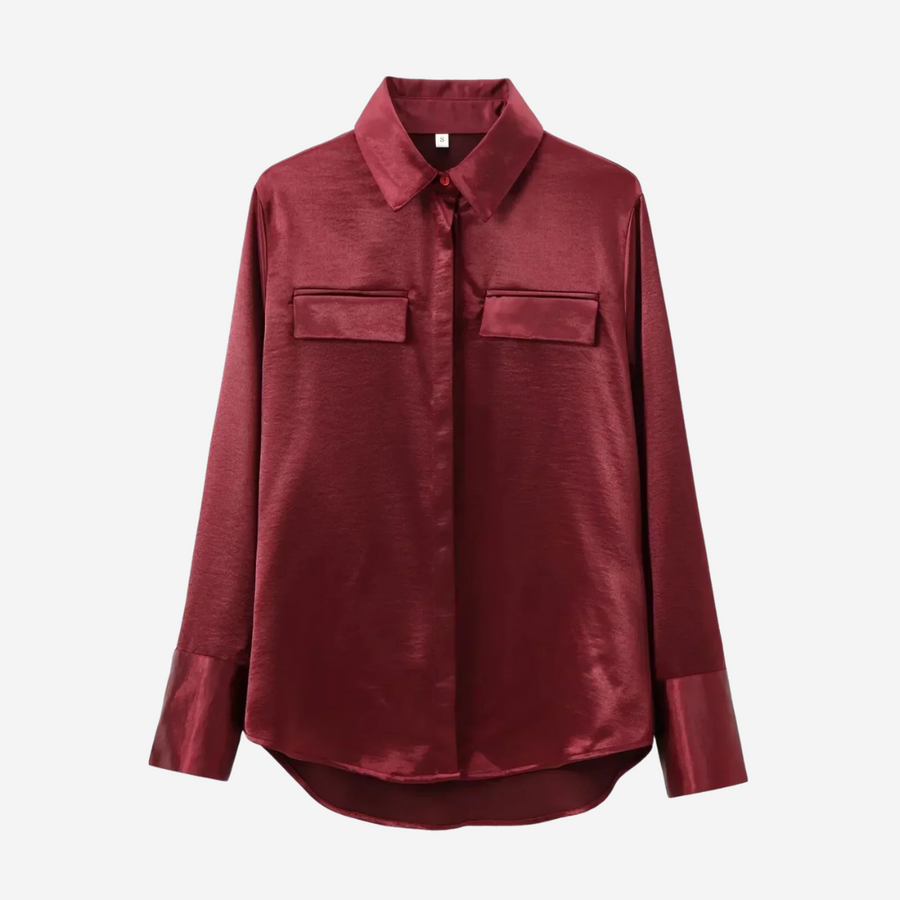 Rose Silk-Look Shirt - Red